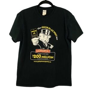 100% Cotton Monopoly Short Sleeve Graphic Black T-Shirt Men Size Medium